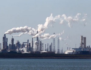 Factories on the coast of Galveston Bay help fuel the local economy.
