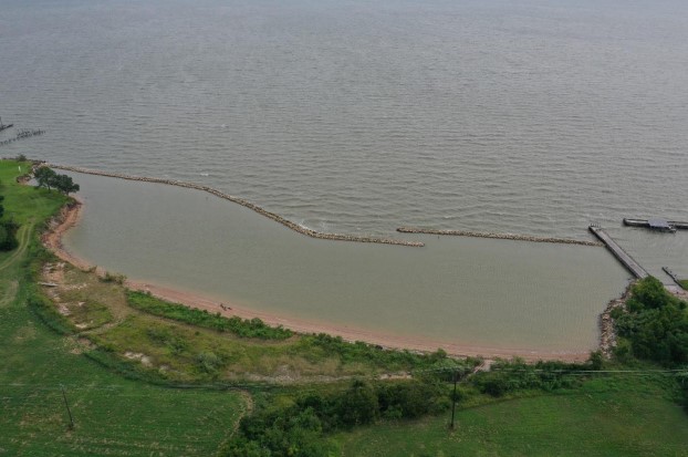 Breakwater on Galveston Bay. Photo courtesy of the Galveston Bay Foundation